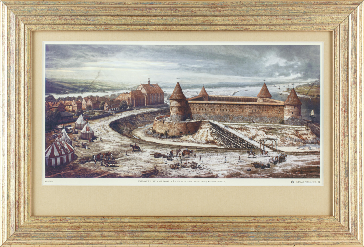 Grafikos paveikslas - Kauno pilis. LDK Žygimanto Augusto laikais